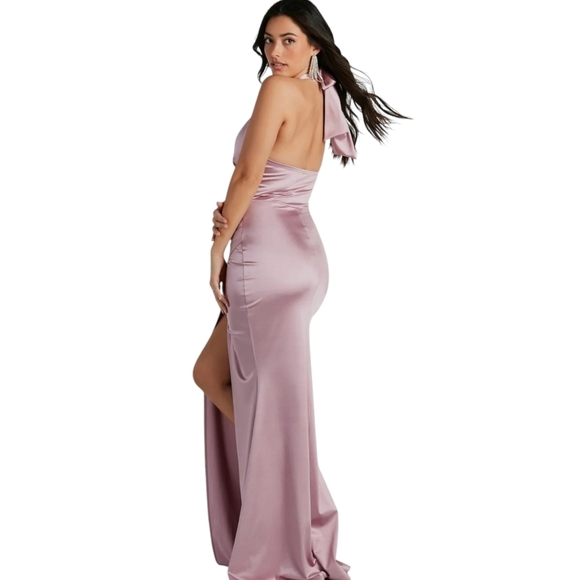 Windsor's Kourtney Halter Mermaid Satin Formal Dress - Picture 5 of 5